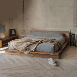 Nordic Solid Wood Double Beds Japanese Wabi-Sabi Style Guesthouse & Hotel Bed Creative Bedroom Furniture camas para niñas FYBB