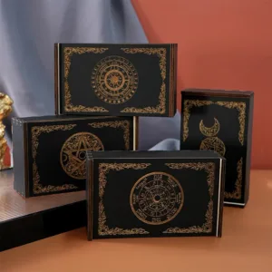 Black Wooden Tarot Card Storage Box Push-Pull Table Game And Chess Accessory