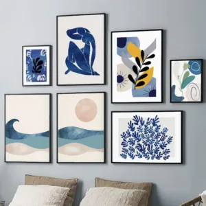Sea Sun Women Leaf Coral Poster Wall Art Canvas Painting Abstract Posters And Prints Cafe Office Pictures For Living Room Decor