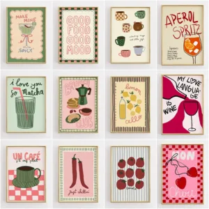 Funny Kitchen Quotes Canvas Posters Retro Food Painting Wall Art Print Coffee Lovers Pictures Suitable for Kitchen Home Decor