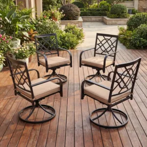 Outdoor Metal Swivel Dining Chairs, Strong Capacity Patio Chairs Set of 4, Patio Dining Chair Patio Furniture with, Customized