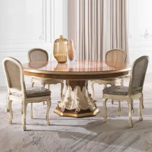 !@Italian Design Dining Room Furniture Classic French Luxury 8 Dining Chairs Antique Round Table for Dining Room Sets