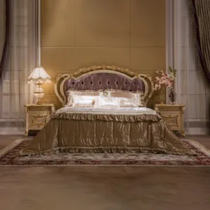 !@High Quality Bedroom Furniture Wooden Beds Classical Design pink Fabric king Size Up-holstered Beds