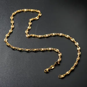 Fashion Cute Pig Nose Hollow Carving Chain Necklace Coffee Bean Gothic Titanium Steel Waterproof Jewelry Men/Woman Party Gifts