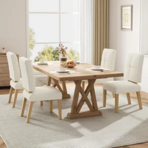 Wooden Dining Chairs Set of 4, Modern Farmhouse Dining Room Chairs with Cloud-Like Thick Cushion, Solid Wood Frame,, Custom