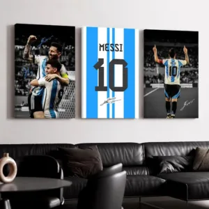 Cool Soccer Players M-MesSI Framed Wall Painting Ready to Hang Canvas Wall Art Poster for Bedroom Living Room Home Decor Gift