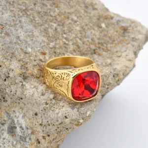 R3387 1pc Best Gift for Men's High Quality Multiple Colors Gem Styles Stainless Steel Rings