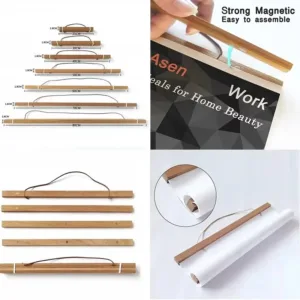 21-90cm Magnetic Wooden Picture Poster Hanger Frames Photos Wall Art Canvas Print Painting Teak Pine Wood Living Room Home Decor