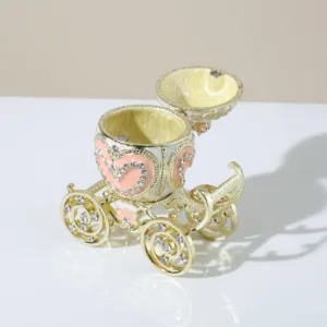 1Pc Hand Painted Pink Easter Egg Style Decorative Enamel Trinket Box Unique Gift for Home Decor