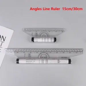 【C】1Pc Angles Line Ruler 15/30cm Multi-Function Drawing Tool Metric Rolling Ruler Clear Parallel Rolling Ruler