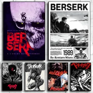 A4 Wooden Photo Frame Anime Berserk Prints Poster Figure Guts Griffith Canvas Prints Hanging Wall Art Home Decor Desktop Disp