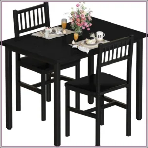 3 Piece Dining Table Set for 2 with Chairs, Wood Breakfast Nook for Small Space