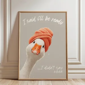 Fun Goose Quote Crown Goose Queen Art Posters Print Silly Goose With Glasses Funny Canvas Painting Modern Bathroom Wall Decor