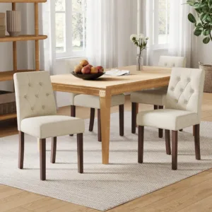 Upholstered Dining Chairs Set of 4 - Modern Parsons Kitchen & Dining Room Chair with Diamond Tufted Back, Solid Wooden, Custom