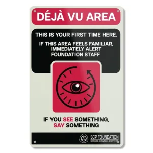 Vintage SCP Deja Vu Metal Wall Sign - Retro Foundation Staff Alert Decor for Living Spaces, Bedrooms,More Indoor/Outdoor Use