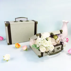 Set of 2 Vintage Suitcase Decorative Gift Box Cardboard Organizer Case with Handle for Gift Wrapping Party Favors Home Decor