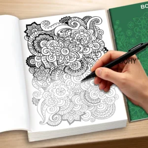 1 Zen Inspired Line Drawing Adult Decompression Graffiti Coloring Album, Totaling 24 Pages, A5 Size, Art Line Copying Practice