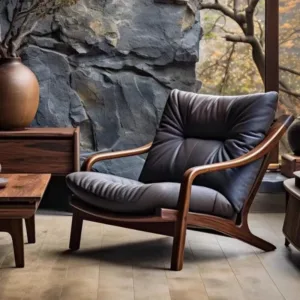 Solid Wood Single Armchair Lazy Recliner Sofa, Customizable,High-Eastic Foam Sponge, for Homestay Club Living Room Lounge