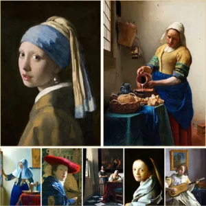 Johannes Vermeer Classic Art Famous Paintings Canvas Prints Posters The Milkmaid,Girl with A Pearl Earring Mural for Home Decor