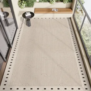 Balcony Carpet PVC Leather Rug Waterproof Non-slip Floor Mat Large Size Modern Minimalist Striped Carpets Home Decoration Rugs