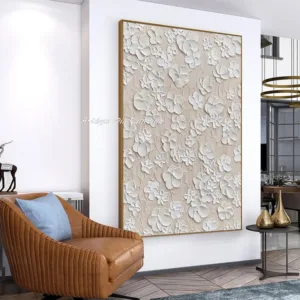 Arthyx,100% Handmade 3D Knife Textured Abstract Flowers Oil Painting On Canvas,Large Art,Modern Wall Picture For Room Home Decor