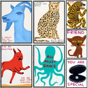 Art D-David ShrigleyS Animal Painting Calligraphy HD Canvas Poster Crease Free Waterproof All Space Wall Decor