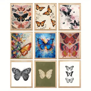 1pc Elegant Butterfly and Floral Canvas Art, Modern Abstract Wall Decor, Room Aesthetic Decorations，Perfect Gift for Holidays
