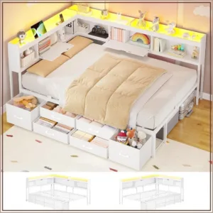 Full Size Metal Corner Bed Frame Space Saving