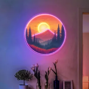 Mountain Sunset Neon Sign,Handmade LED Wall Art,Mountain Neon,Sunset Wall Art,Nature Neon Sign,Camping Decor,Mountain Gift