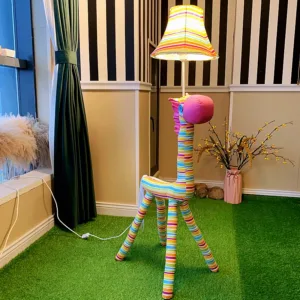 Modern Creative Lighting Gift Striped Rainbow Horse Floor Light for Living Room Bedroom Kindergarten Fabric Animal Stand Lamp