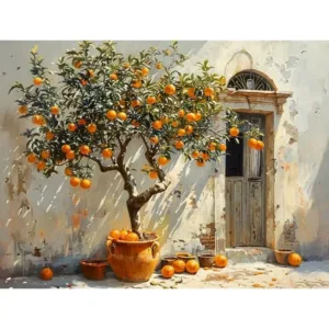 GATYZTORY DIY Scenery Paintings By Numbers Kits Front Door Acrylic Paint By Numbers For Adults Lemon Tree On Canvas Wall Home De