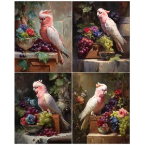 Hand Paint Pink Parrot Painting By Numbers Kit DIY Acrylic Artwork Canvas Art Gift Home