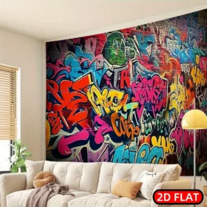 Large Abstract Graffiti Tapestry Wall Hanging Polyester Canvas Print for Modern Urban Street Art Home Decor Living Room Bedroom