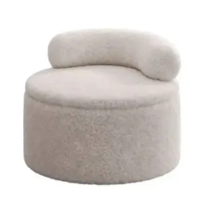 Household Sofa Stool Armchair Storage with Lamb Wool Fabric White Swivel Accent Sherpa with Plump Pillow Round Chairs