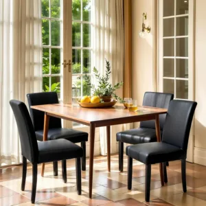 Dining Chairs Set of 4, Faux Leather Dining Room Chairs, Upholstered Modern Kitchen Parsons Chairs for Dining Room with, Custom