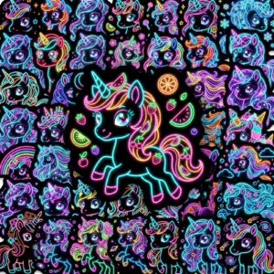 50PCS Neon Unicorn Graffiti Stickers Cartoon Creative Rainbow Animal Horse Decals DIY Decoration Stationery Waterproof Stickers