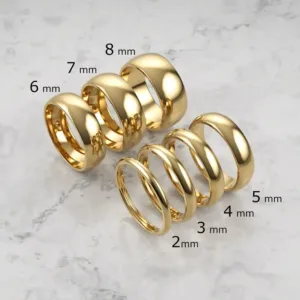 Smooth High Polish 8MM Stainless Steel Band Ring 18K Gold Plated Wide Finger Ring Minimalist Fashion Waterproof Jewelry