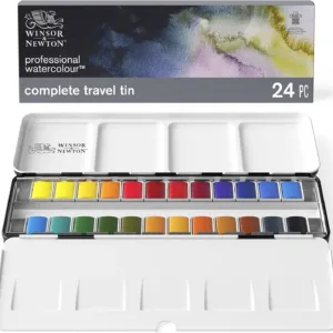 Winsor & Newton Professional Water Colour Lightweight Metal Box 24 Half Pans Palette Watercolor Brush Acuarela Artist Pigment