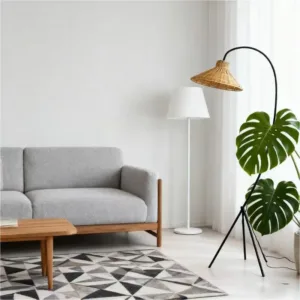 Mid-century Vintage Rattan Floor Lamp For Living Room Beside Sofa Bedside Lamp For Tea Room Study Minimalist Style Led Lighting