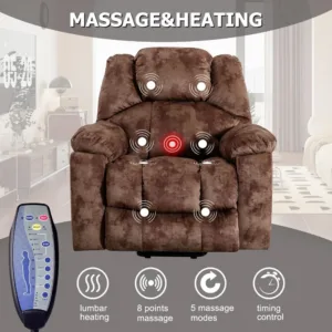 Large Power Lift Recliner with Massage & Heat for Elderly, Electric Chair with USB Port, 2 Cup Holders, Side Pockets, Custom