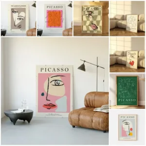 Picasso Exhibition Wall Art Print Abstract Vintage Minimalist Face Body Canvas Painting Poster Picture for Home Decor