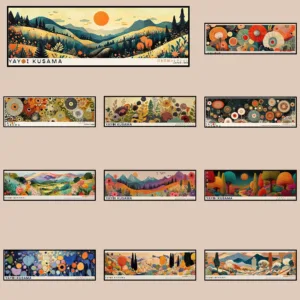 Yayoi Kusama Flowers Canvas Painting Japanese Famous Landscape Canvas Art Prints Yayoi Kusama Wall Art Poster Decor Art Picture