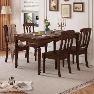 for American Dining Table Old Money Style All Solid Wood Rectangular Eating Table and Chair Set Rural Retro Household