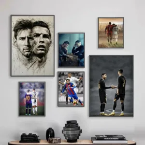 Ronaldo Messi Football Legend Poster Frameless Personalized Wall Art Poster Photos for Living Room Home Decor
