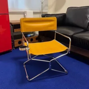 Oil Wax Fabric Minimalist Metal Dining Chair Small Household Foldable Dining Chair Home Reclining Chair