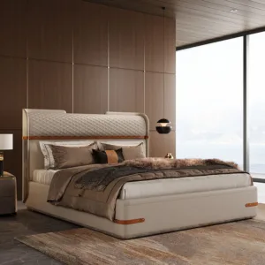Storage Luxury Bed Double Frame Space Saving Platform Headboards Leather Bed Wooden Sleeping Letto Matrimoniale Salon Furniture