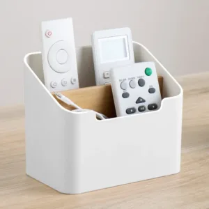 Multi-Function Remote Control Organizer Box for TV Air Conditioner Kitchen Desktop Storage Holder with Compartment