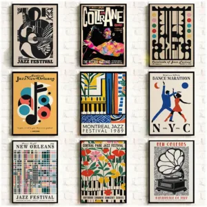 Retro Montreal New Orleans Jazz Festival Music Collection Poster Canvas Painting Wall Art Pictures Home Club Pub Decor Gift