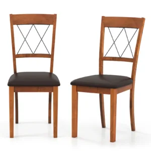 Modern Dining Chairs Set of 2, Armless Kitchen Chairs w/ Elegant Hollowed Backrest