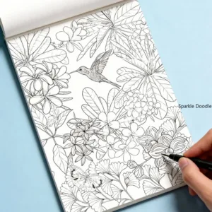 An Adult Anxiety Relieving Coloring Picture Book Black and White Line Drawing, Flower/bird/mandala and Other Themes, 24 Patterns